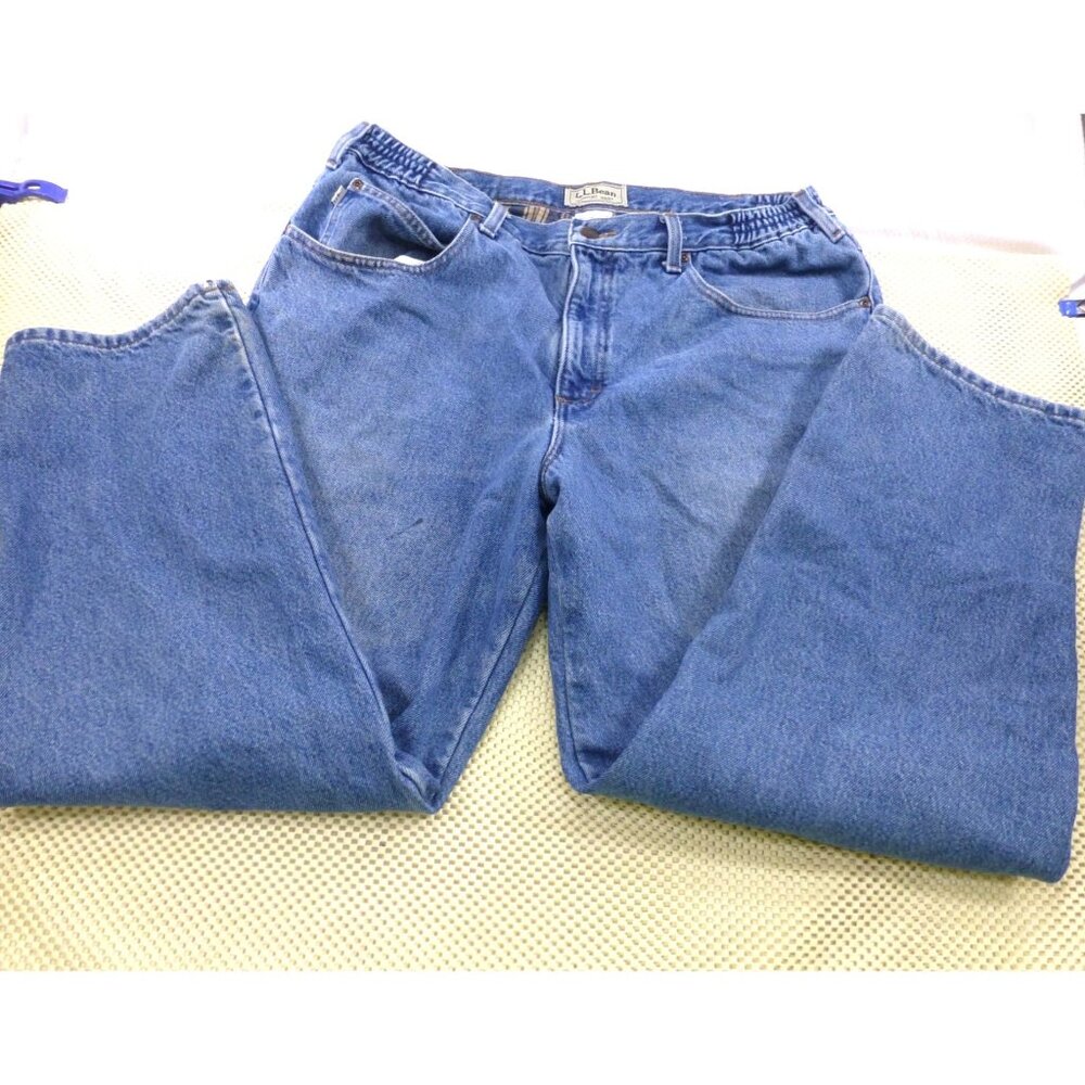 L.L. Bean Mens Comfort Waist‎ Relaxed Fit Flannel Lined Blue Jeans Size 36x29